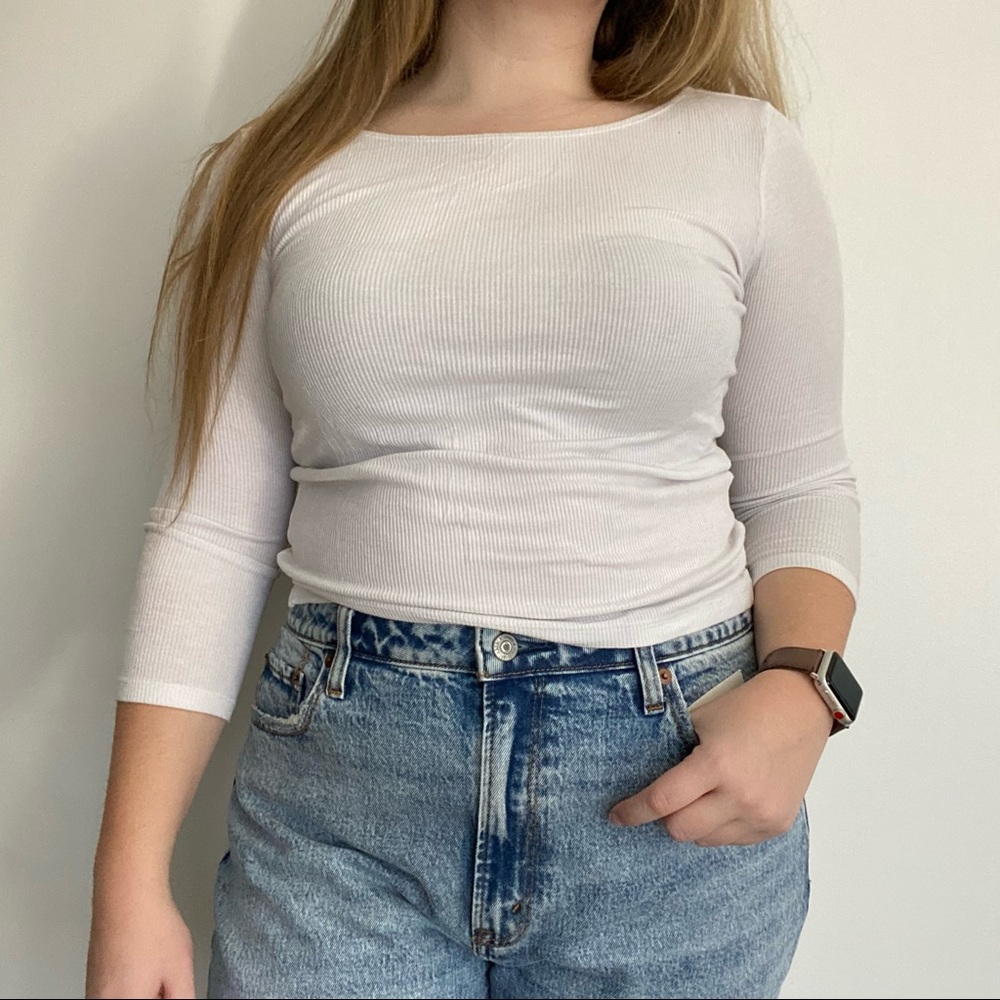 AE White Quarter Sleeve